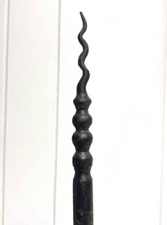 1910 American Craftsman Floor Lamp of Wrought Iron with Glass Shade Spiral Twist