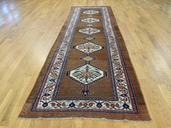 1910 Antique Camel Hair Persian Serab Runner Rug Geometric