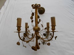 1910 Antique French Louis XVI style Bronze Floral/ Faux Draped Fabric Chandelier