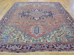 1910 Antique Hand Knotted Persian Heriz Rug, Rust and Gold, Deal