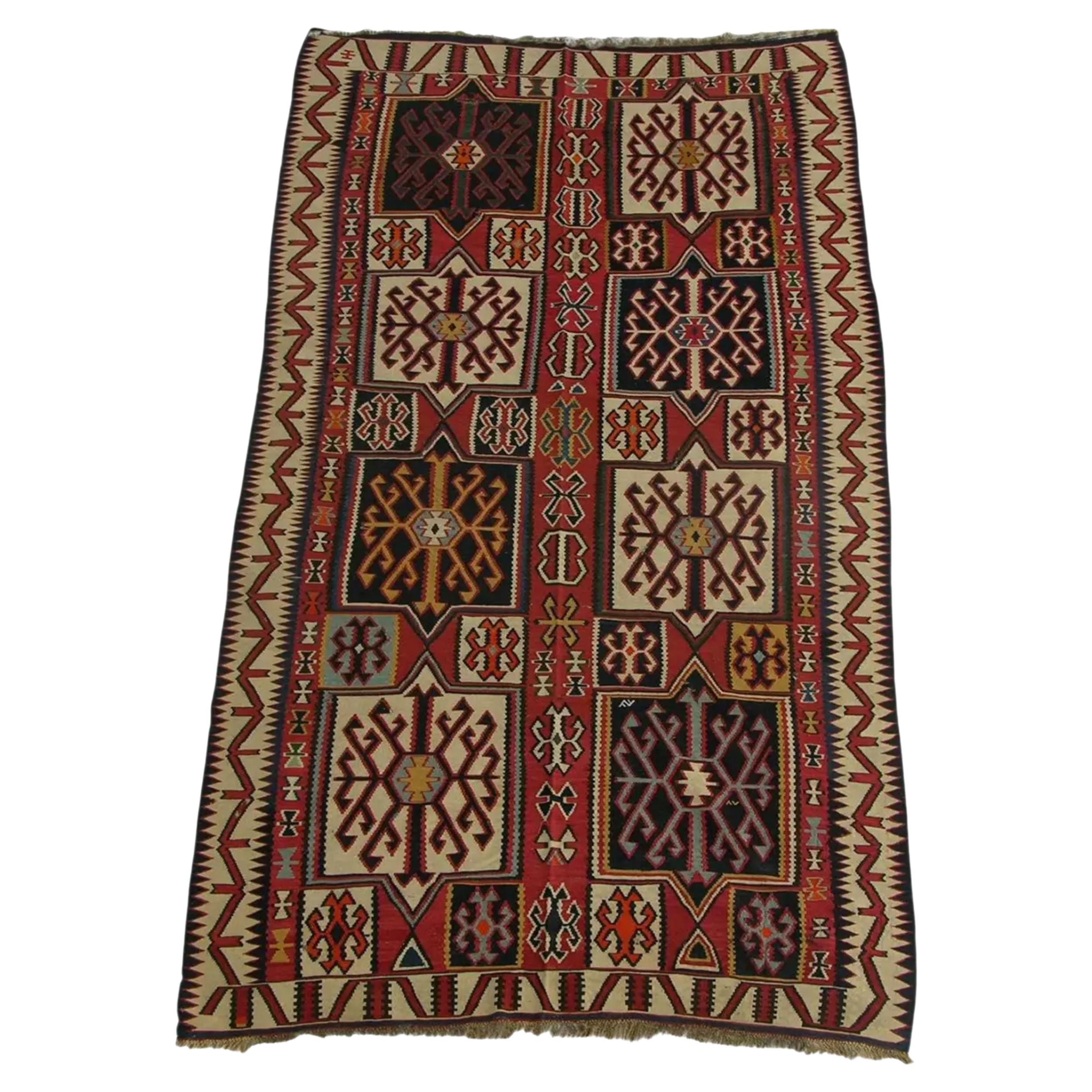 1910 Antiker Flachgewebeteppich Kilim