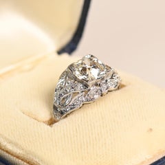 1910 Altminenschliff-Diamant-Blatt-Motiv-Ring (GIA ca. 1,60 Karat), Platin