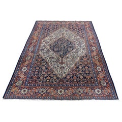 1910 Used Persian Senneh Rug Fish Design Navy Blue