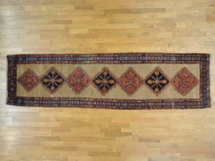 1910s Antique Persian Serab Camel Hair Extra Large Runner Rug - 3'9" x 14'4"