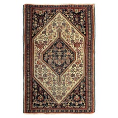 1910 Antiker Senneh-Teppich Handgefertigt Geometrisch 2x3 61cm x 92cm