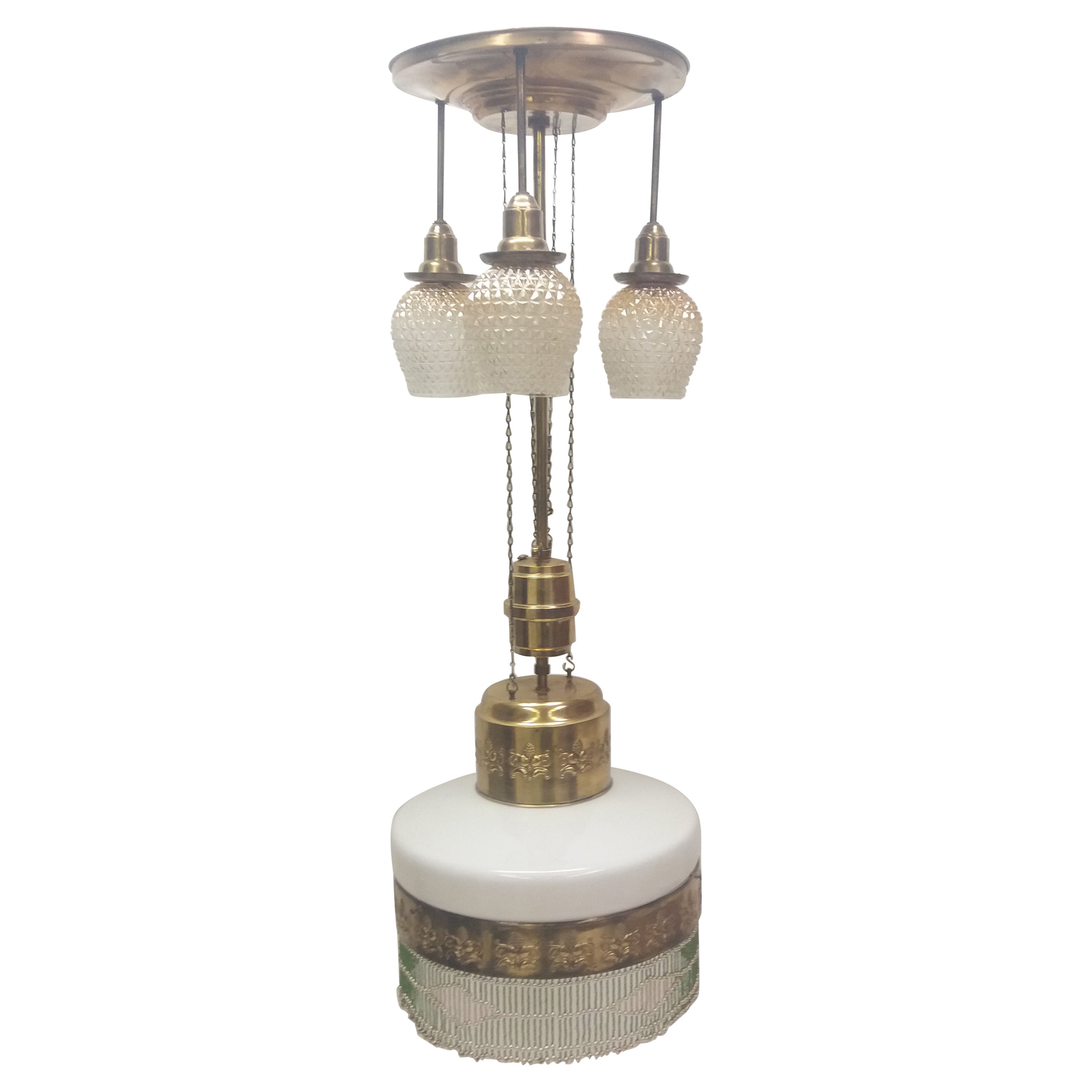 1910 Art Nouveau pull-out chandelier, Czechoslovakia For Sale