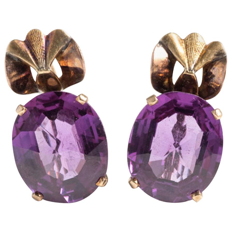 1910 Art Nouveau Purple Mystic Topaz Antique Earrings
