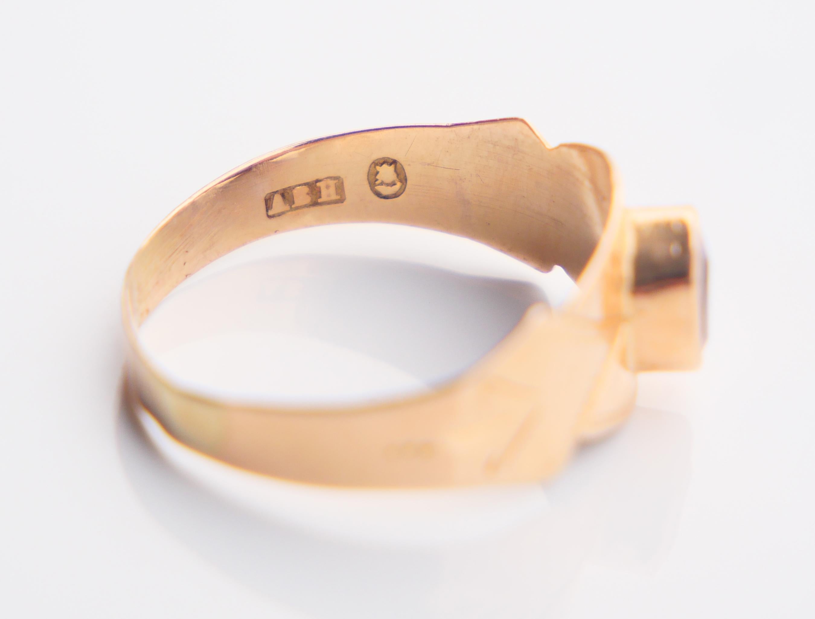 1910 Jugendstil Ring natürlich 0.35ct Blauer Saphir massiv 18K Gold ØUS4.75/ 1.2gr im Angebot 9