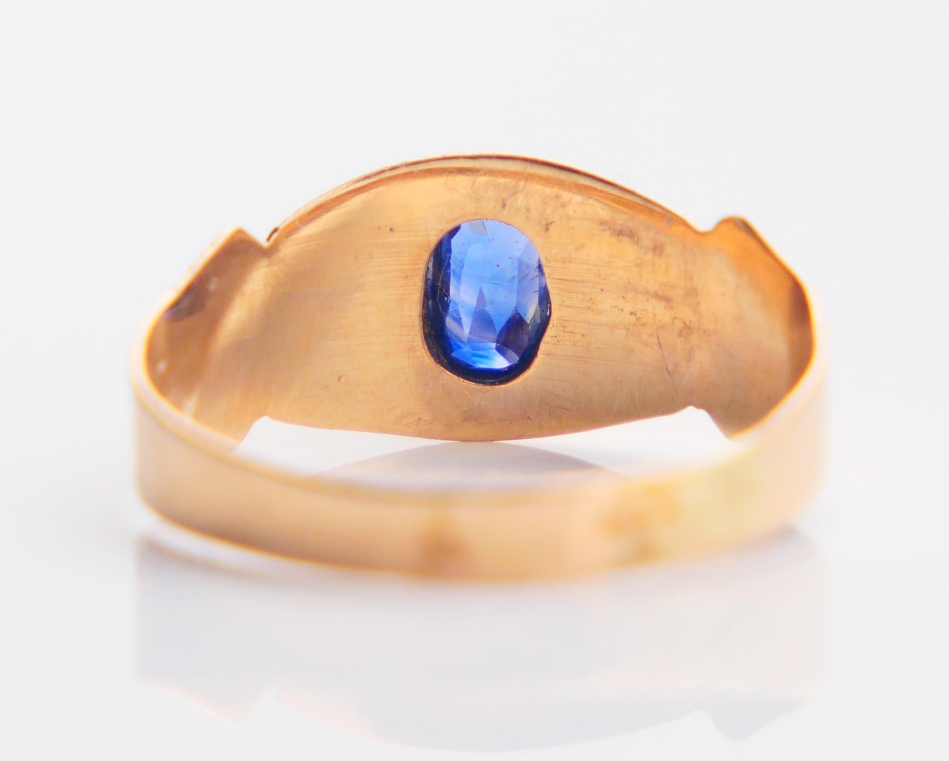 1910 Jugendstil Ring natürlich 0.35ct Blauer Saphir massiv 18K Gold ØUS4.75/ 1.2gr im Angebot 6