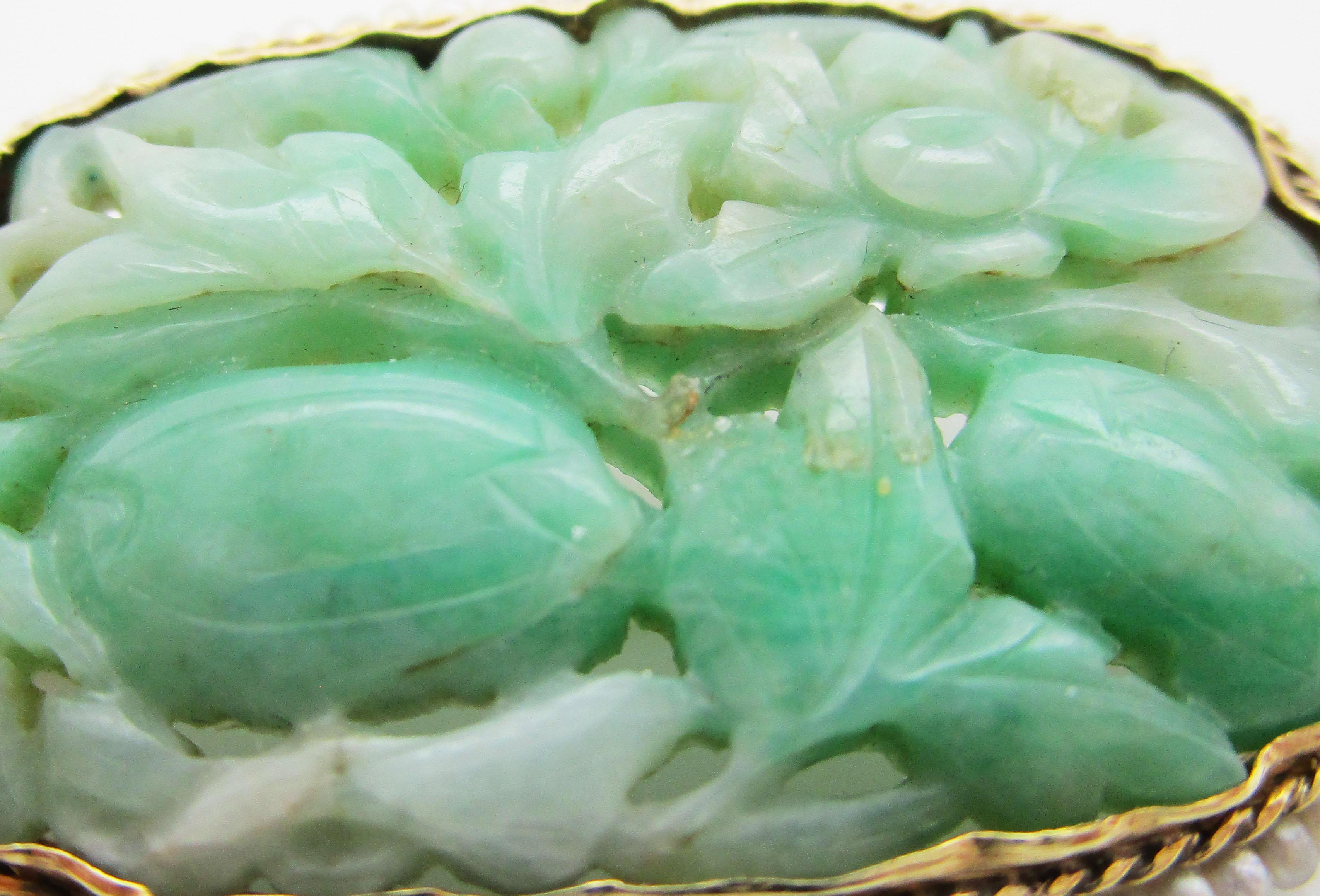 antique jade brooch