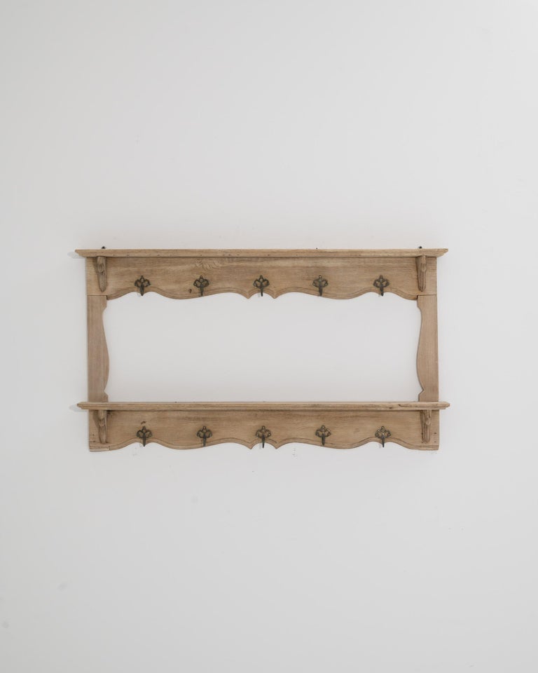 Rustic Scroll Rack 1910 Belgian Wooden Wall Rack For Sale at 1stDibs