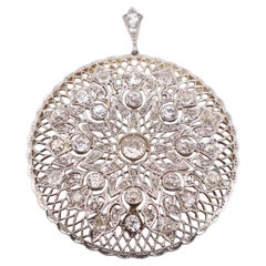 1910 Belle Epoque filigree Pendant in 18kt & Platinum with 4.70 Cts in Diamonds