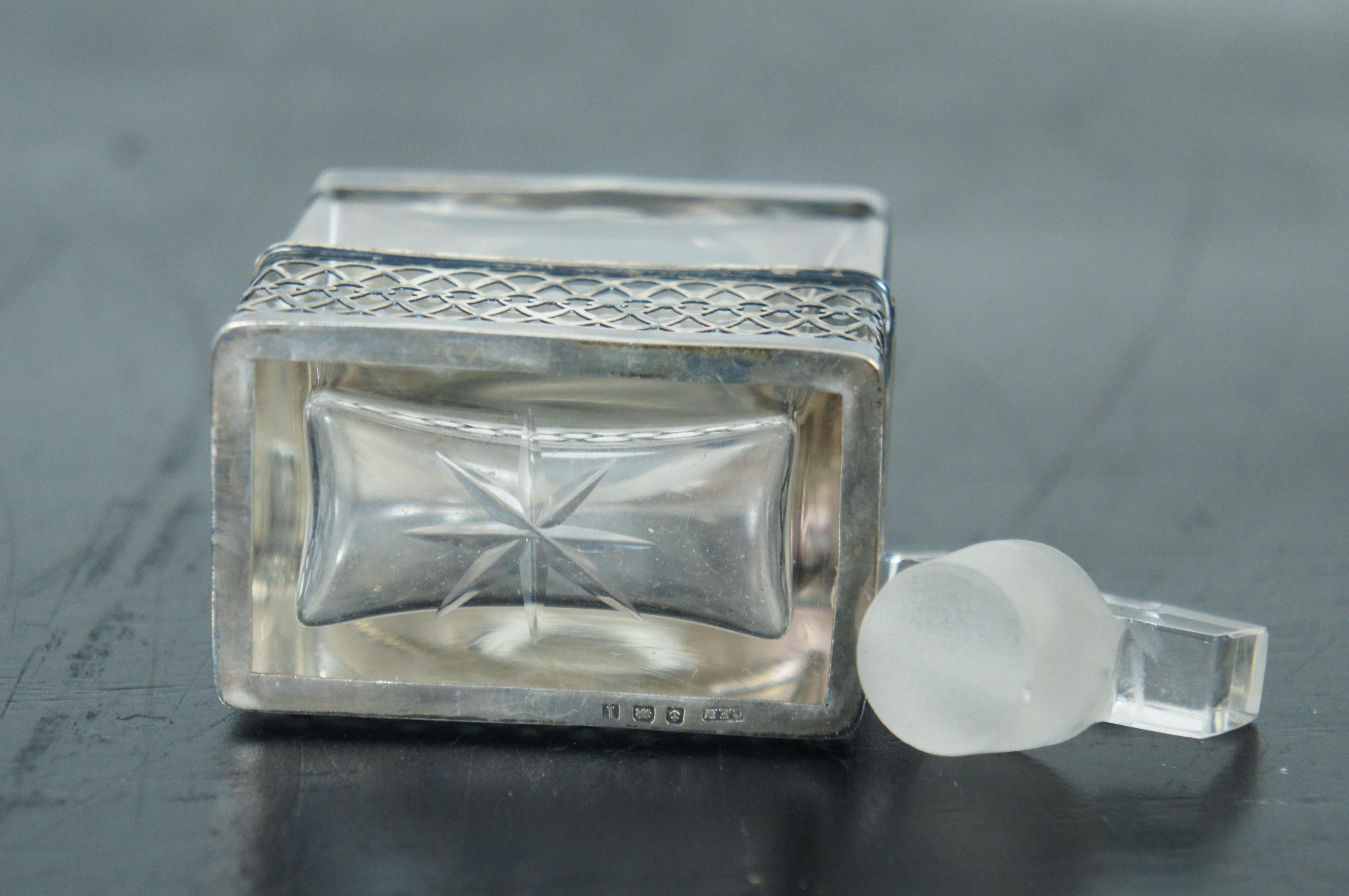 1910 Birmingham Williams Sterling Silver Overlay Crystal Perfume Bottle Inkwell 4