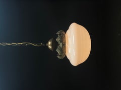 1910 bronze large milk glass neoclassical pendant light