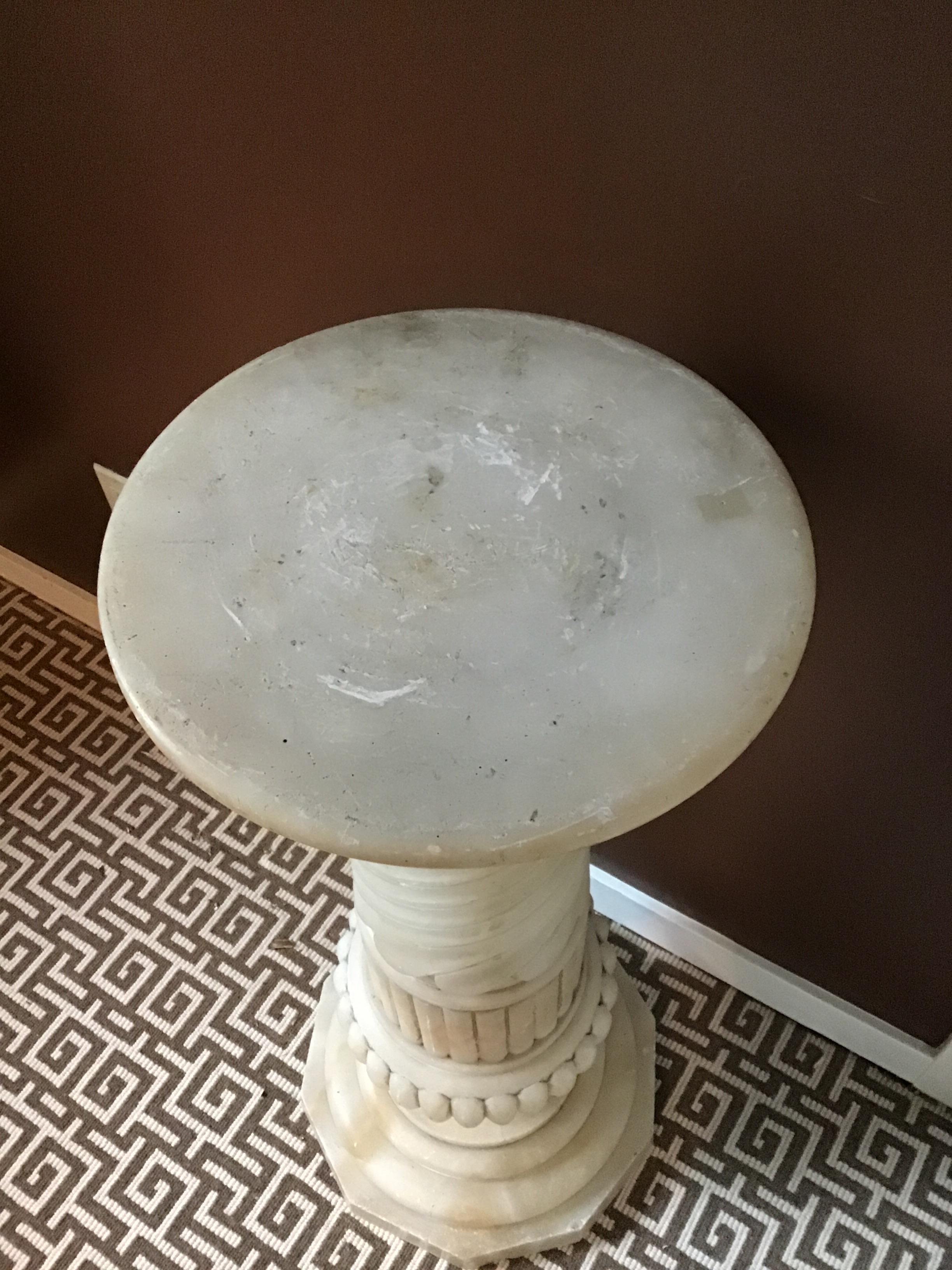 1910 Carved Alabaster Pedestal 1