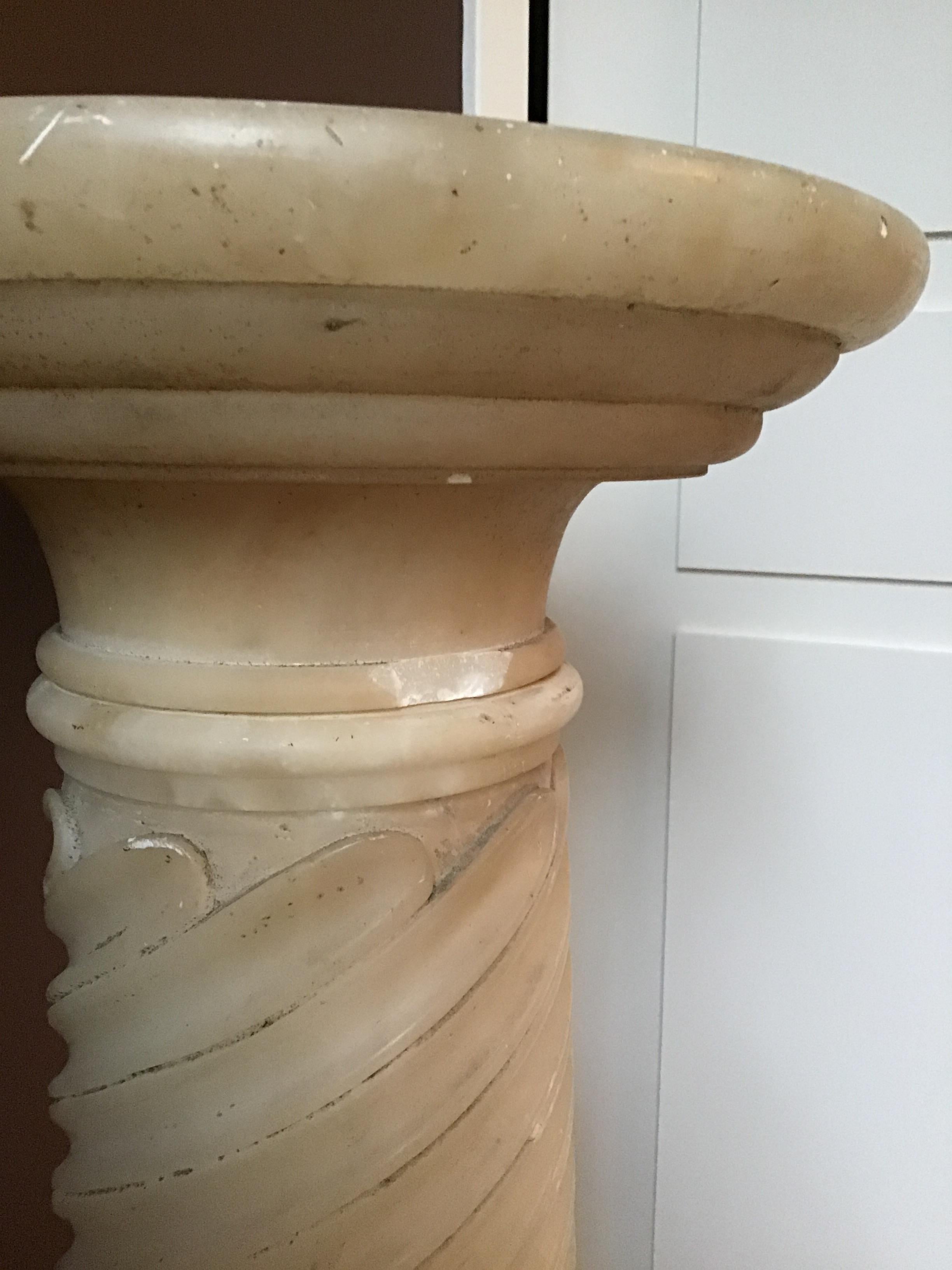 1910 Carved Alabaster Pedestal 3