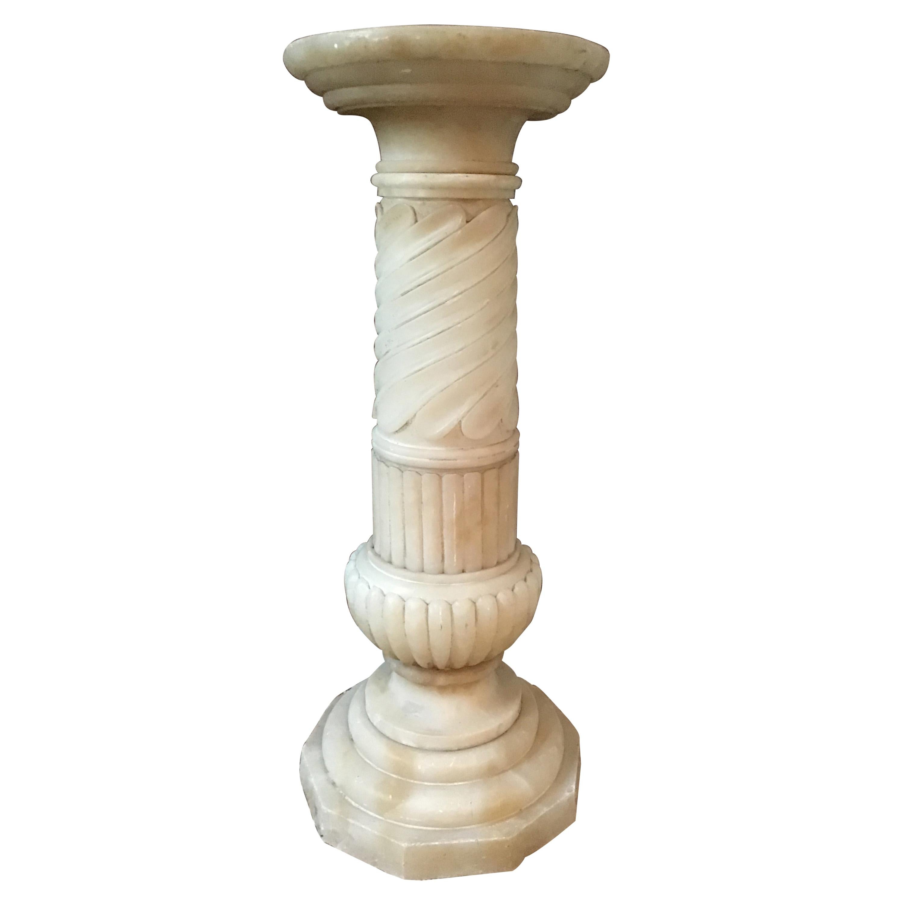 1910 Carved Alabaster Pedestal