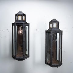1910 Cast Iron Art Deco Style Exterior Sconce Wall Lights