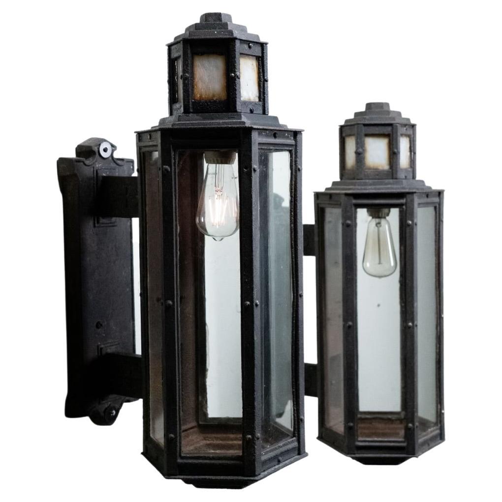 1910 Cast Iron Art Deco Style Exterior Sconce Wall Lights