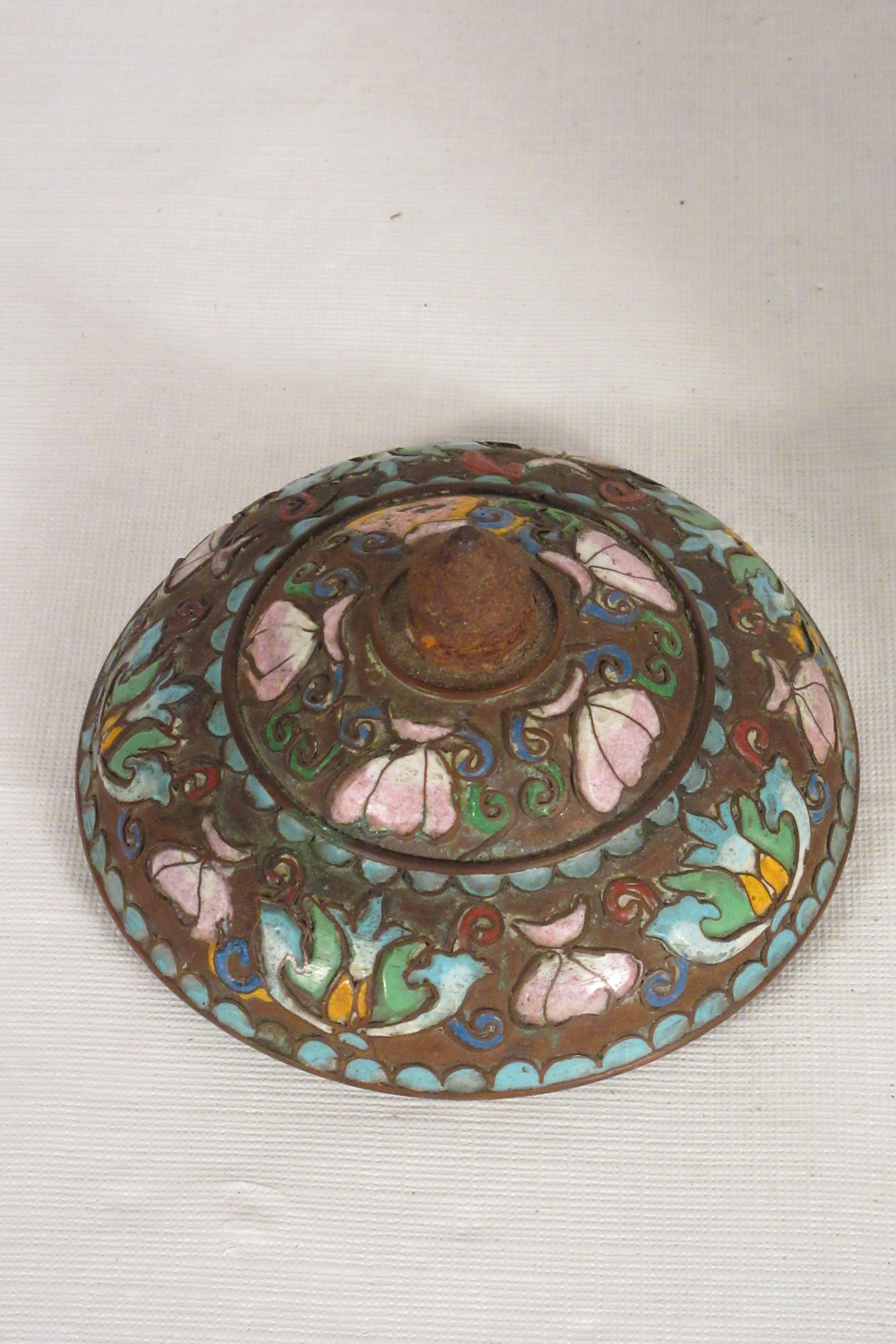 1910 Cloisonné-Gefäß mit Deckel im Angebot 7