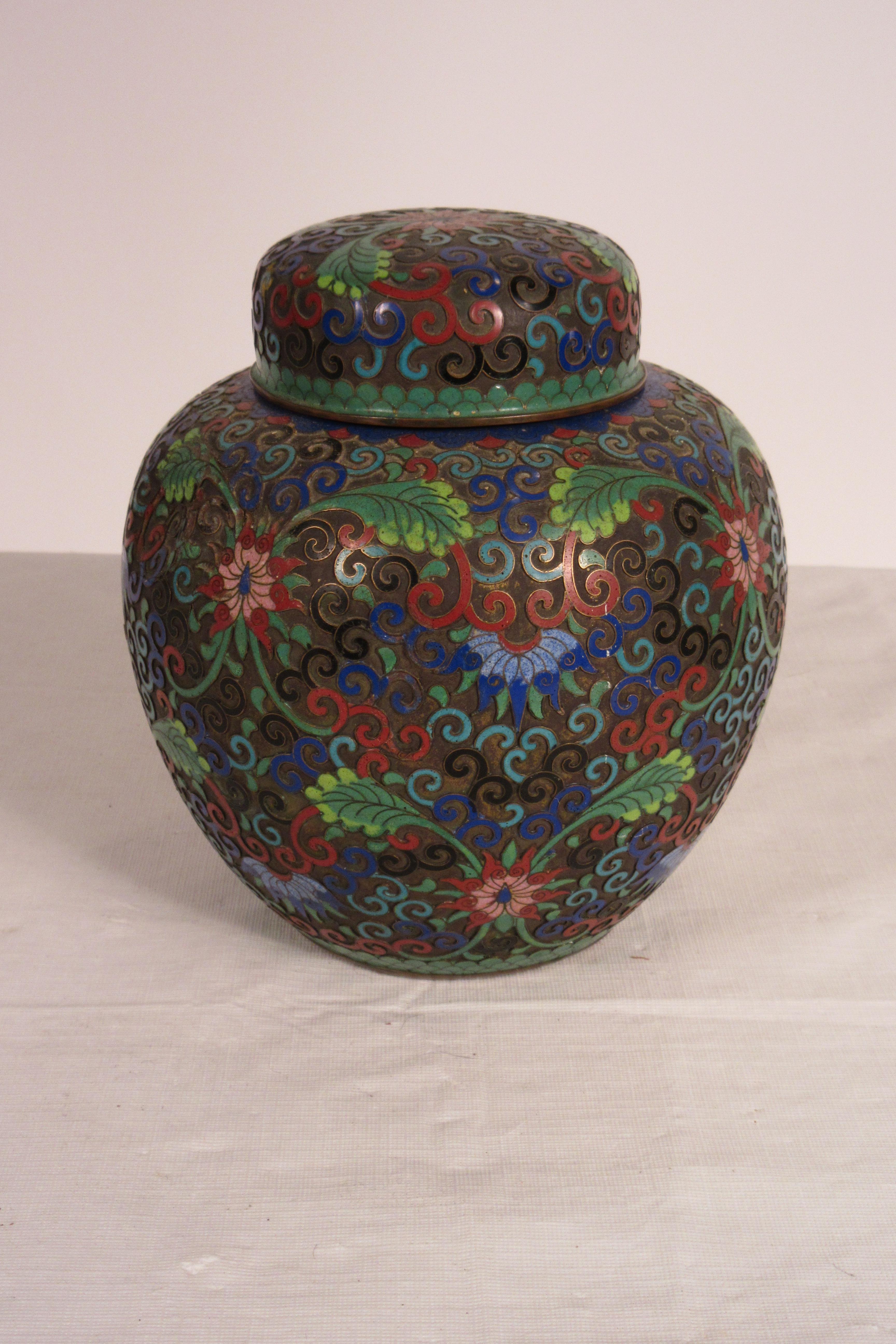 cloisonne jar with lid