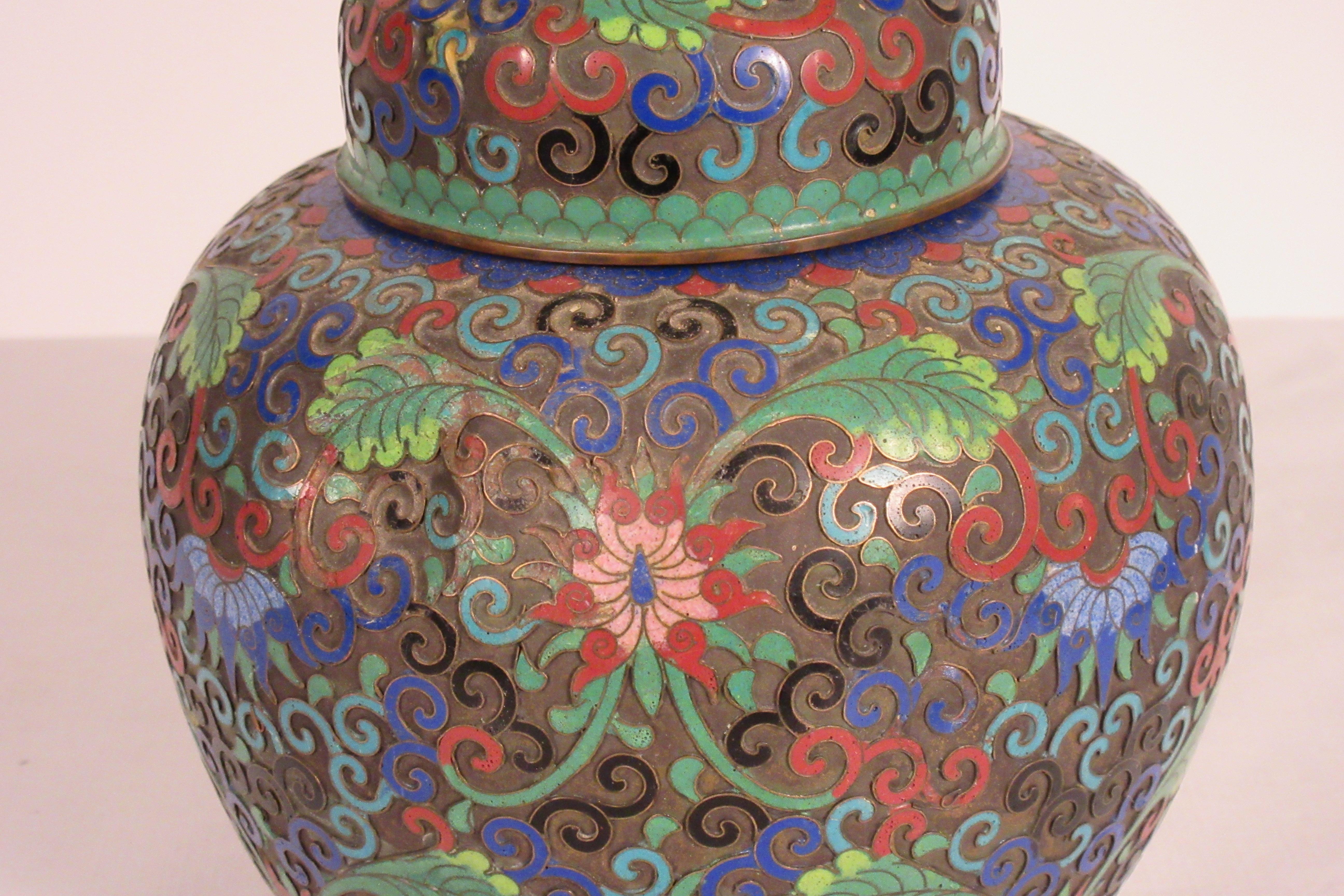 Early 20th Century 1910 Cloisonné Jar with Lid For Sale