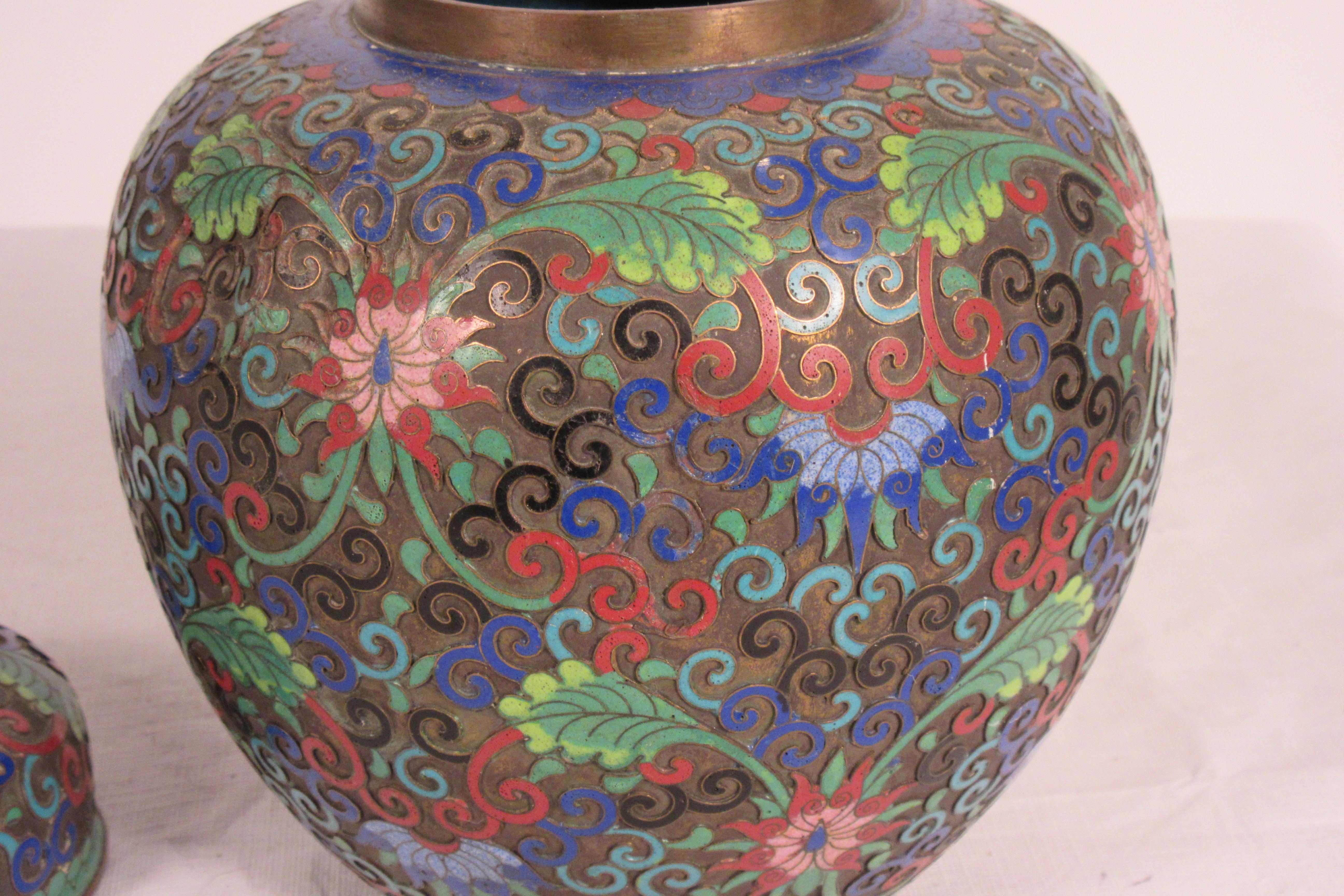 1910 Cloisonné Jar with Lid For Sale 1