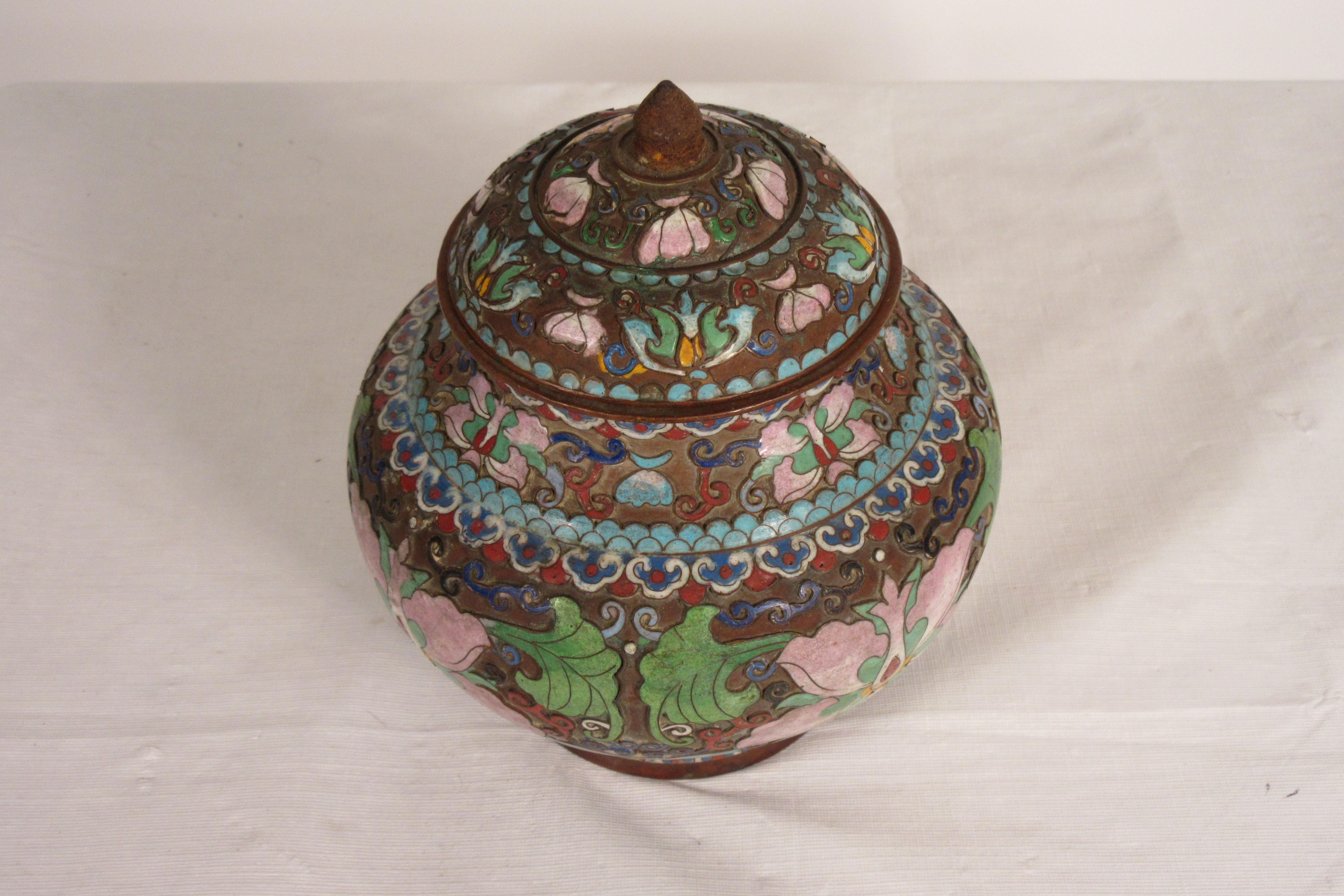 1910 Cloisonne Jar with Lid For Sale 3