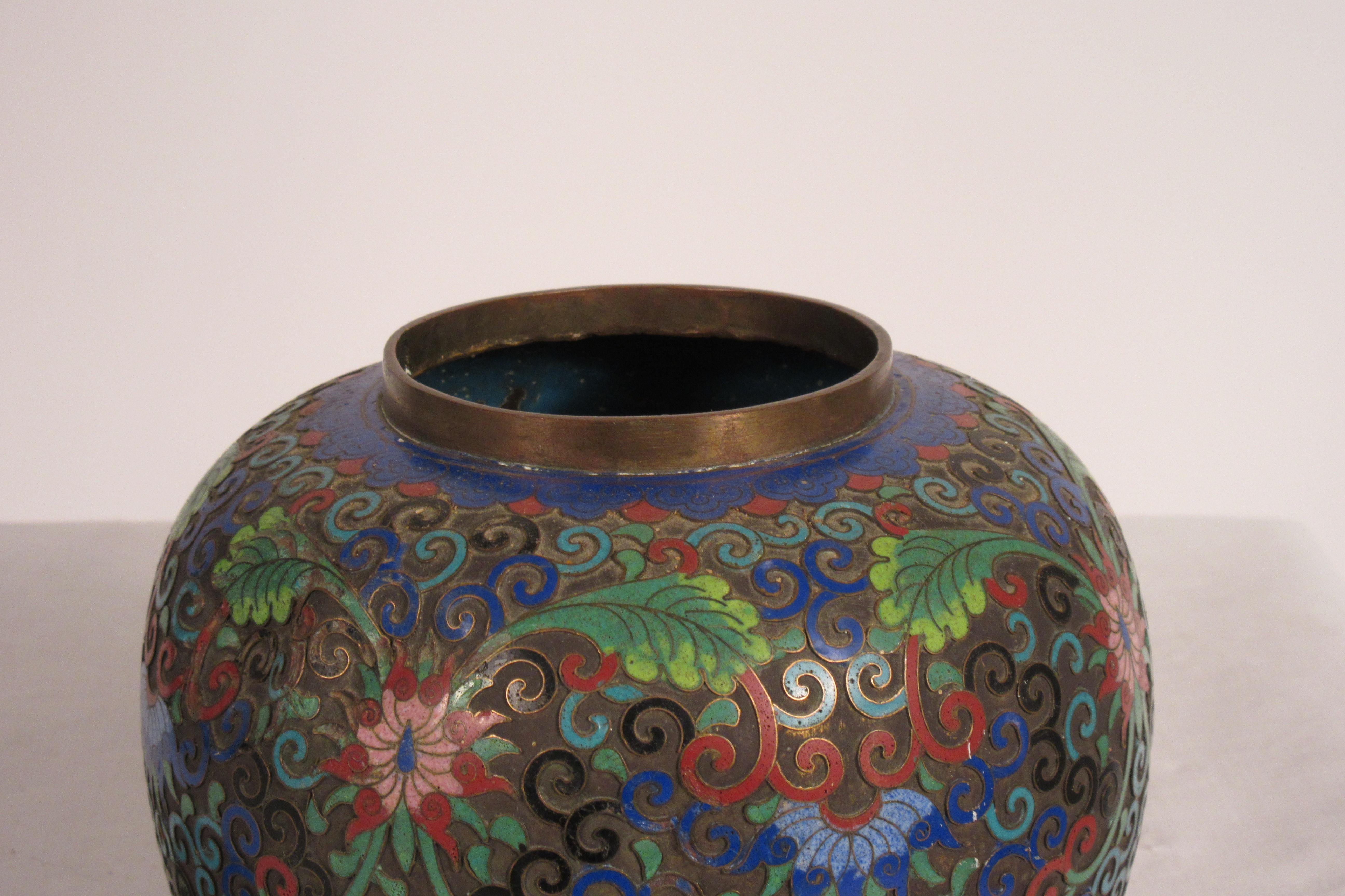 1910 Cloisonné Jar with Lid For Sale 2