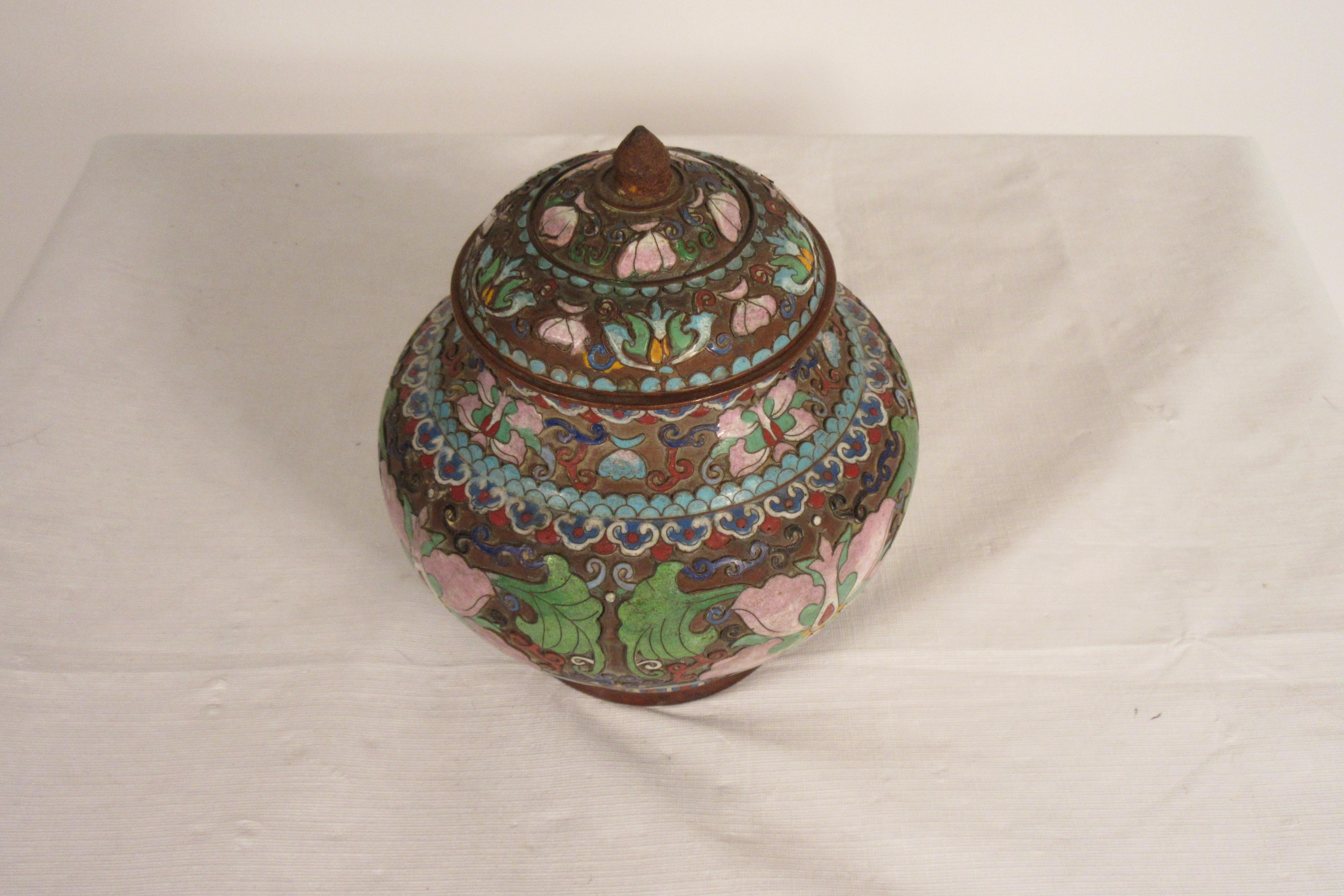 1910 Cloisonne Jar with Lid For Sale 4