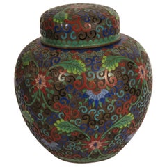 Tarro de cloisonné con tapa de 1910