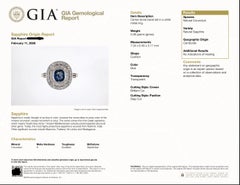 Antique Unheated Sapphire Halo Diamond Ring GIA 1.30ct Platinum