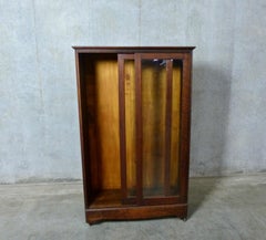 1910 Dark Oak Rolling Bookcase or Cabinet