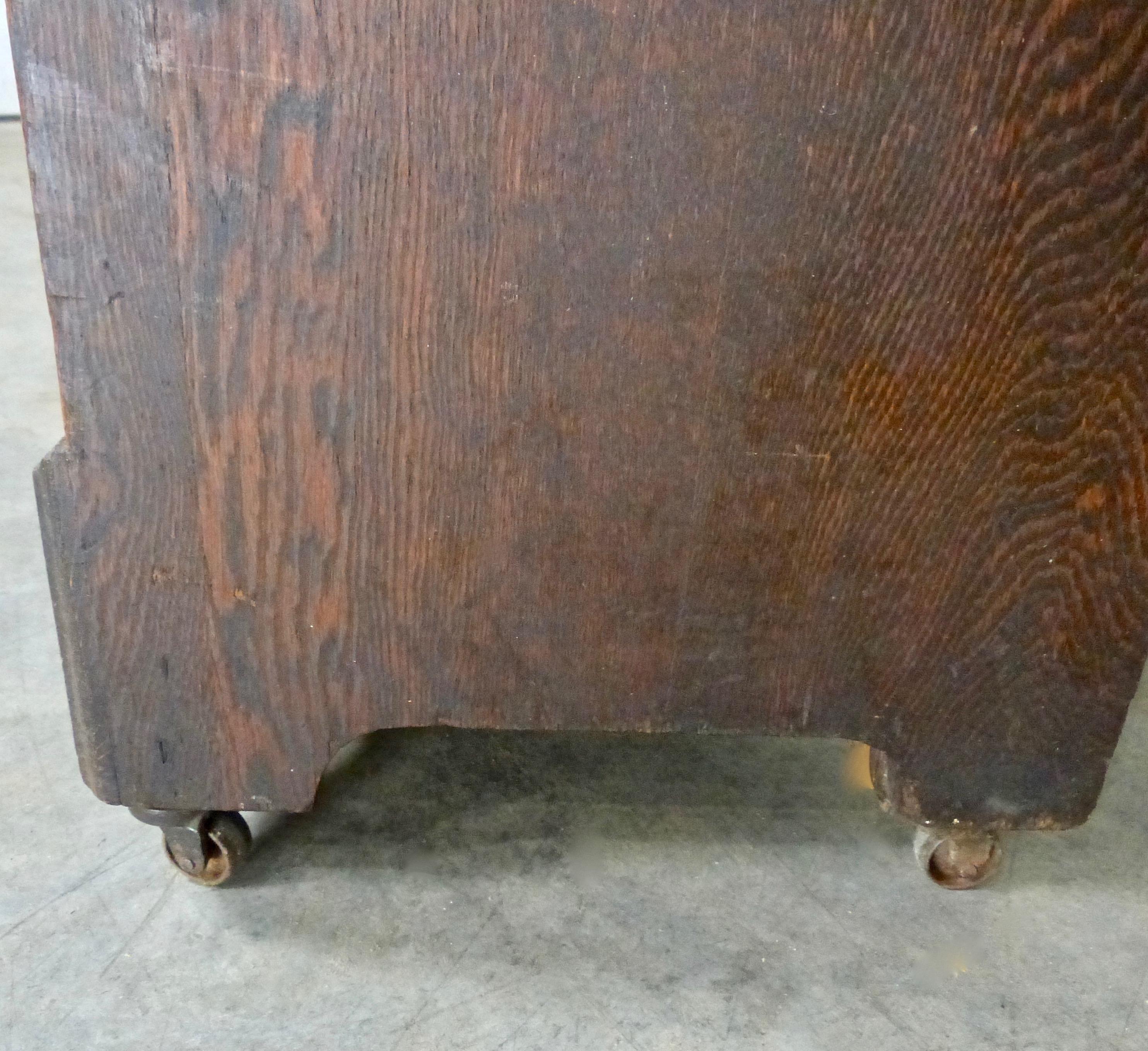 Late Victorian 1910 Dark Oak Rolling Bookcase or Cabinet