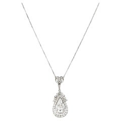 1910 Edwardian 1.00 Carat Diamond Platinum Drop Necklace