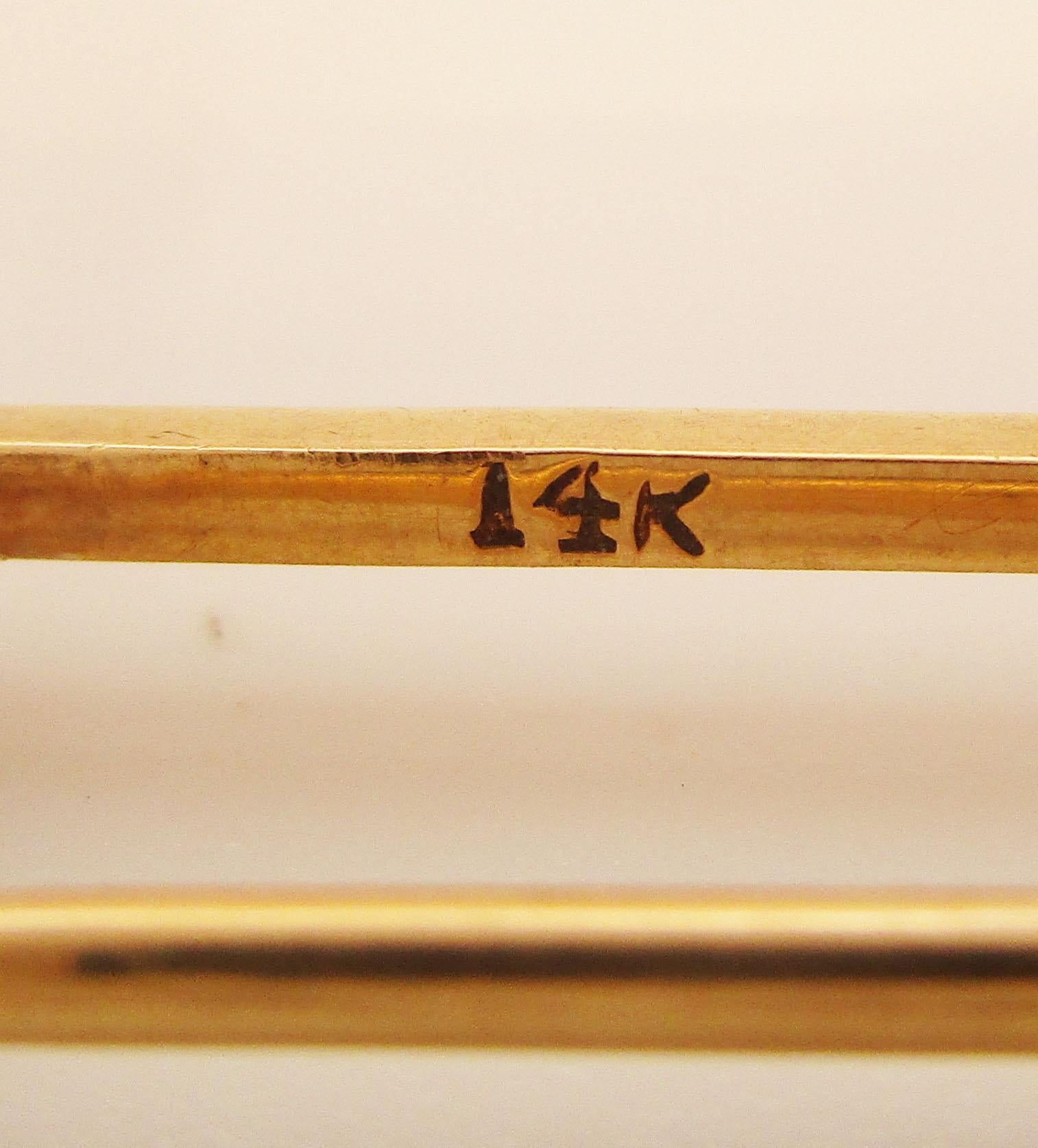 1910 Edwardian 14 Karat Yellow Gold Collar or Stock Pin For Sale 1