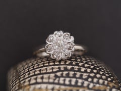 1910 Edwardian 14K White Gold .50cttw Old Mine Diamond Floral Engagement Ring