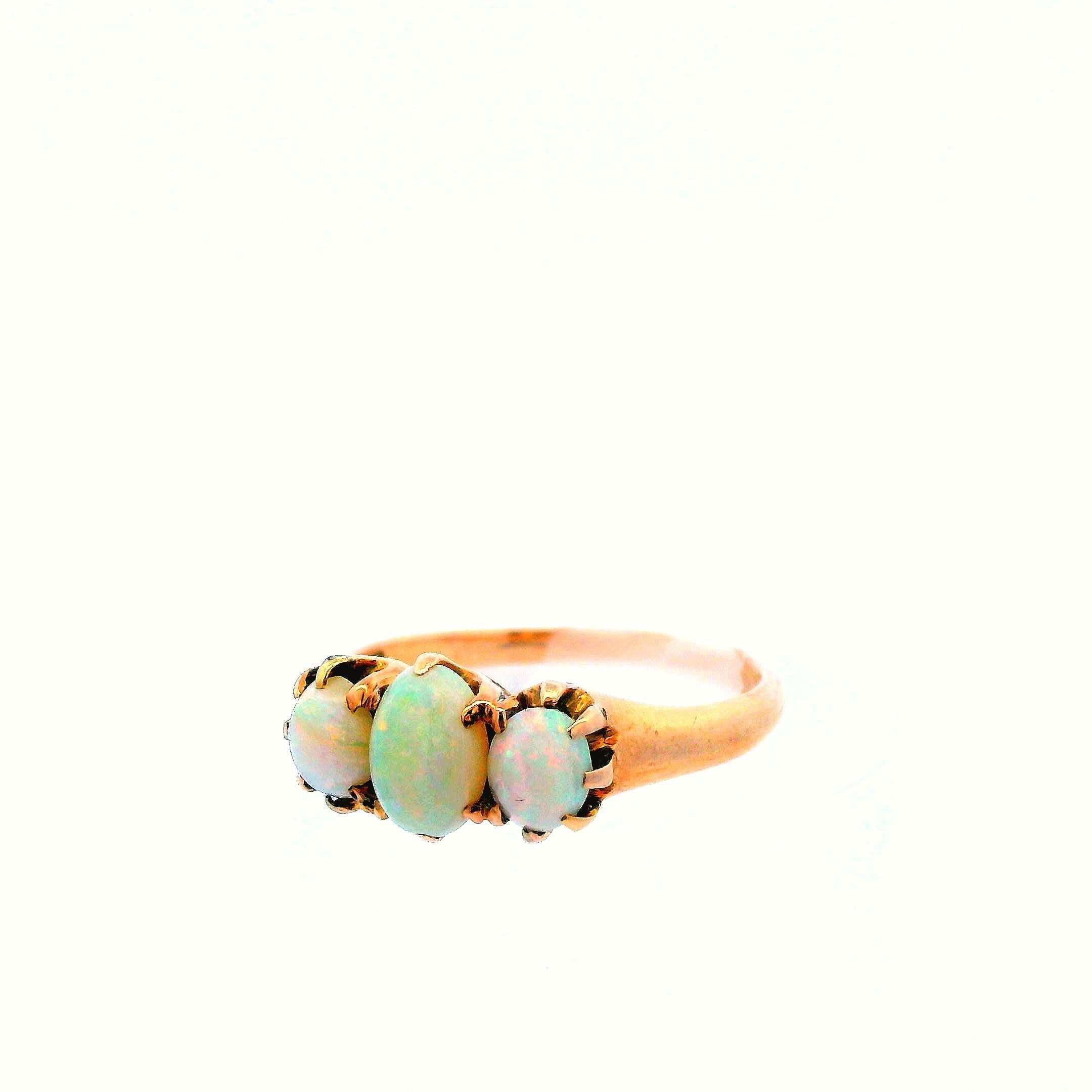 Women's or Men's 1910 Edwardian 14K Yellow Gold and Opal Ring For Sale