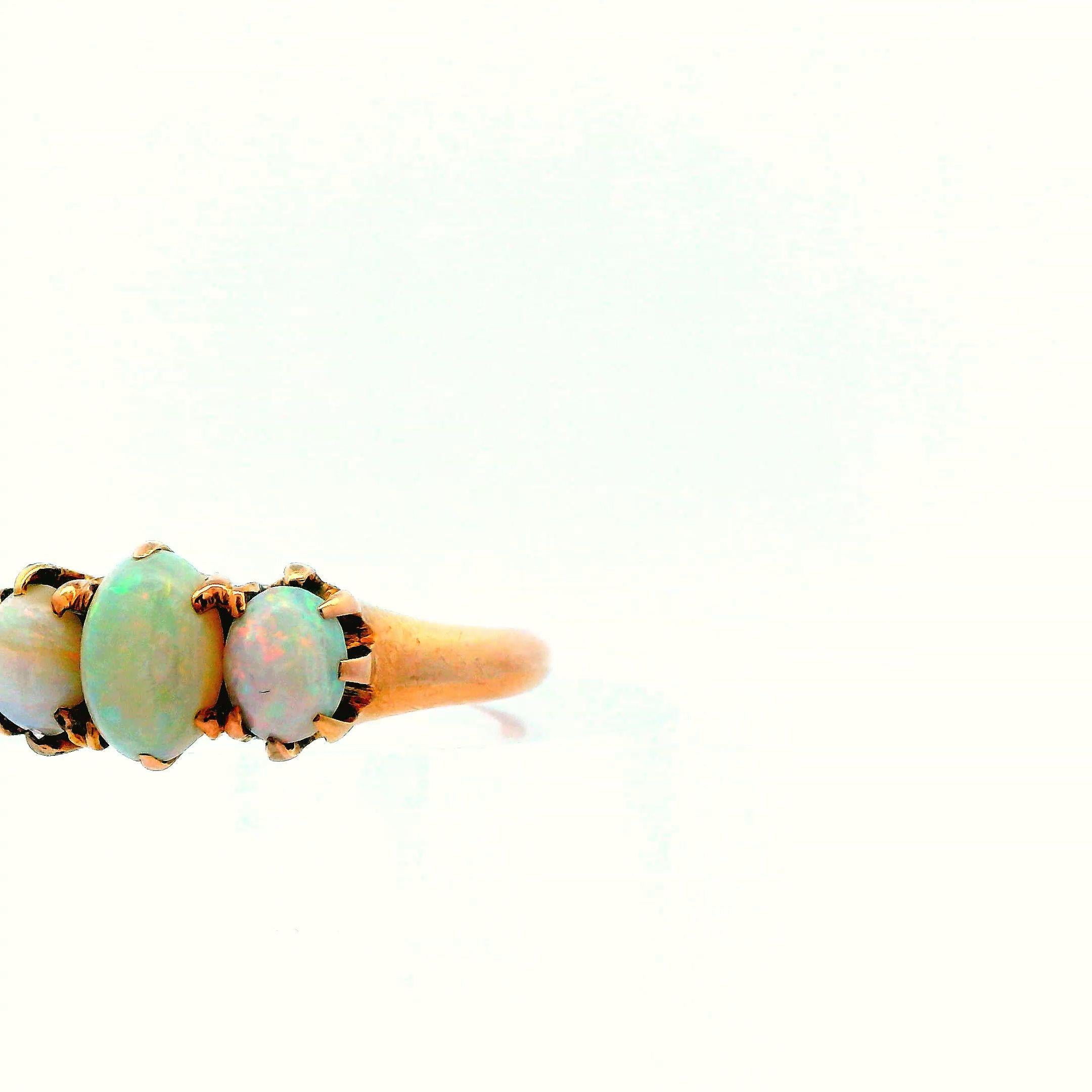 1910 Edwardian 14K Yellow Gold and Opal Ring For Sale 5