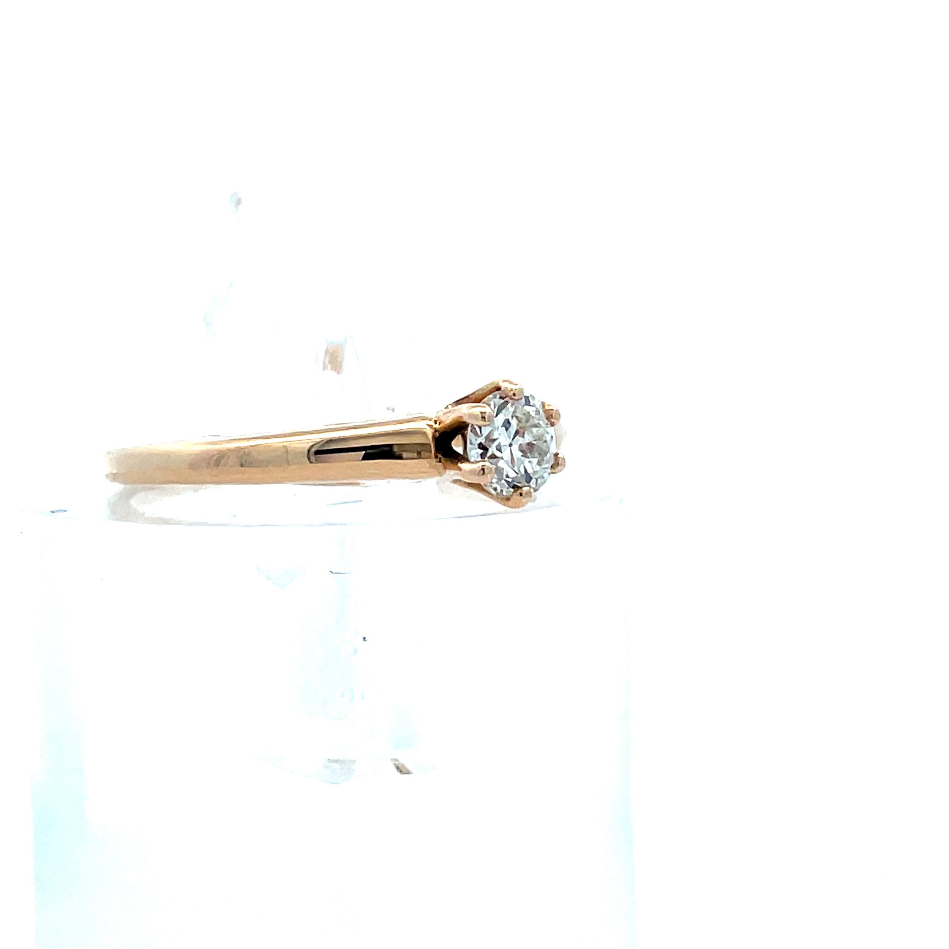 - 14k Yellow Gold 
- .30 Round Cut Si Clarity Diamond 
- Size 6.75 
- 1910 Edwardian 
- Signed Marshall Field 

This is a beautiful Edwardian solitaire diamond ring from 1910, made in 14k yellow gold, signed Marshall field. The stunning .30 ct