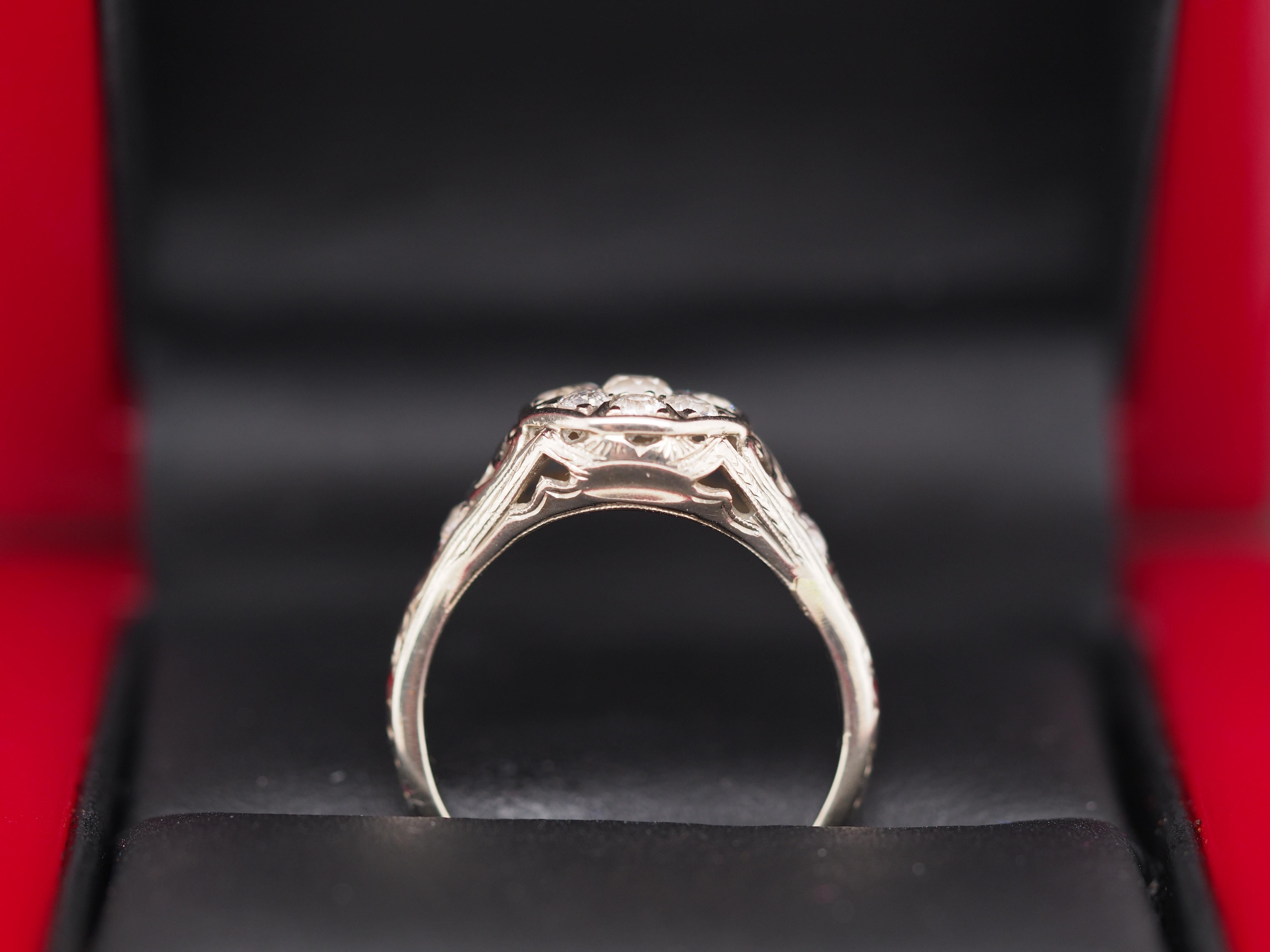 De las mujeres Anillo de compromiso de oro blanco/platino eduardiano de 18 quilates y 0,75 ctw de diamantes de mina antigua de 1910 en venta