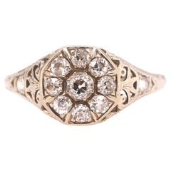 Antique 1910 Edwardian 18K White Gold/Platinum .75cttw Old Mine Diamond Engagement Ring