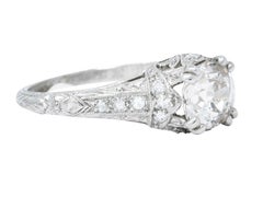 1910 Edwardian Byard F. Brogan 1.25 Carats Diamond Platinum Engagement Ring