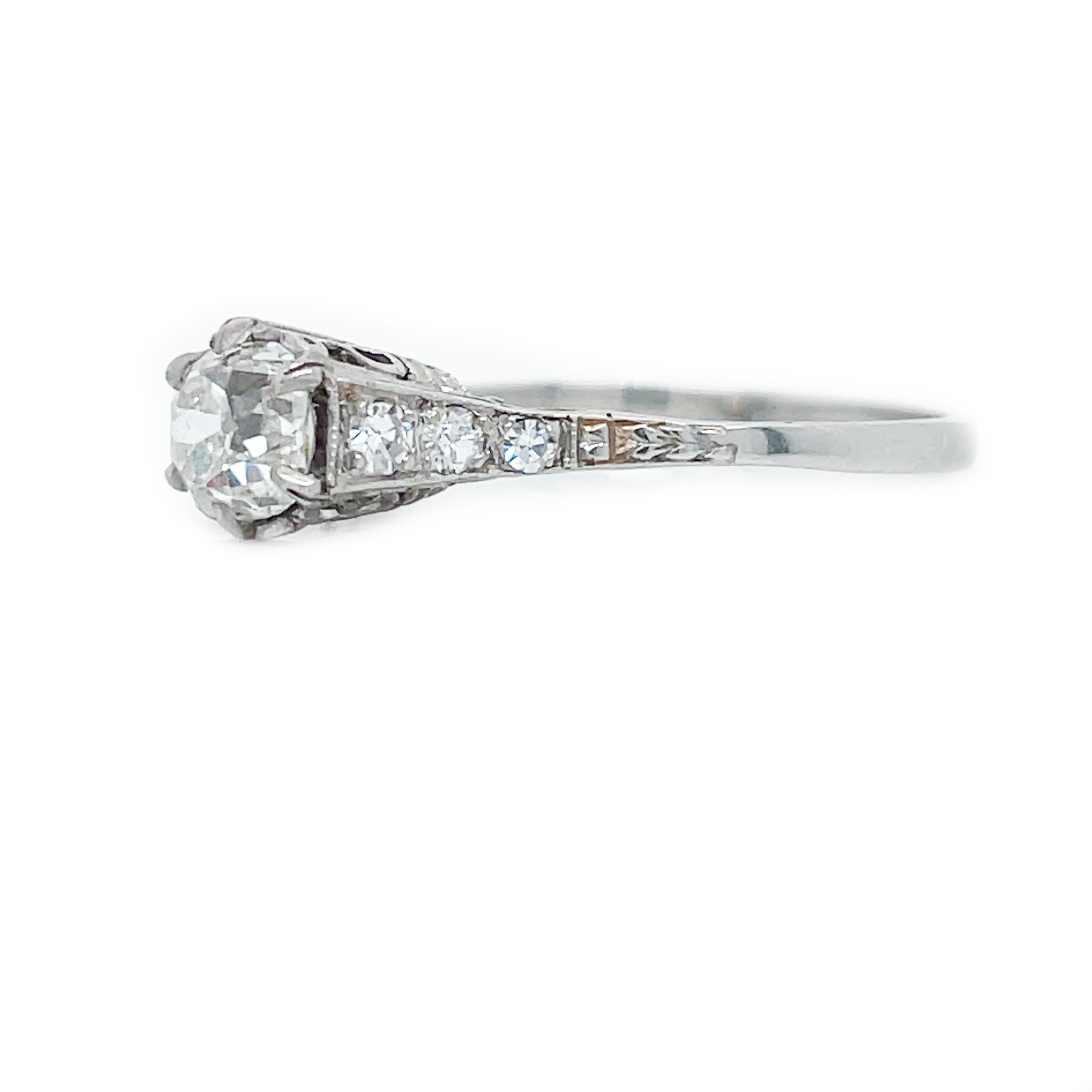 1910 Edwardian Old Mine Cut Diamond Platinum Ring For Sale 3