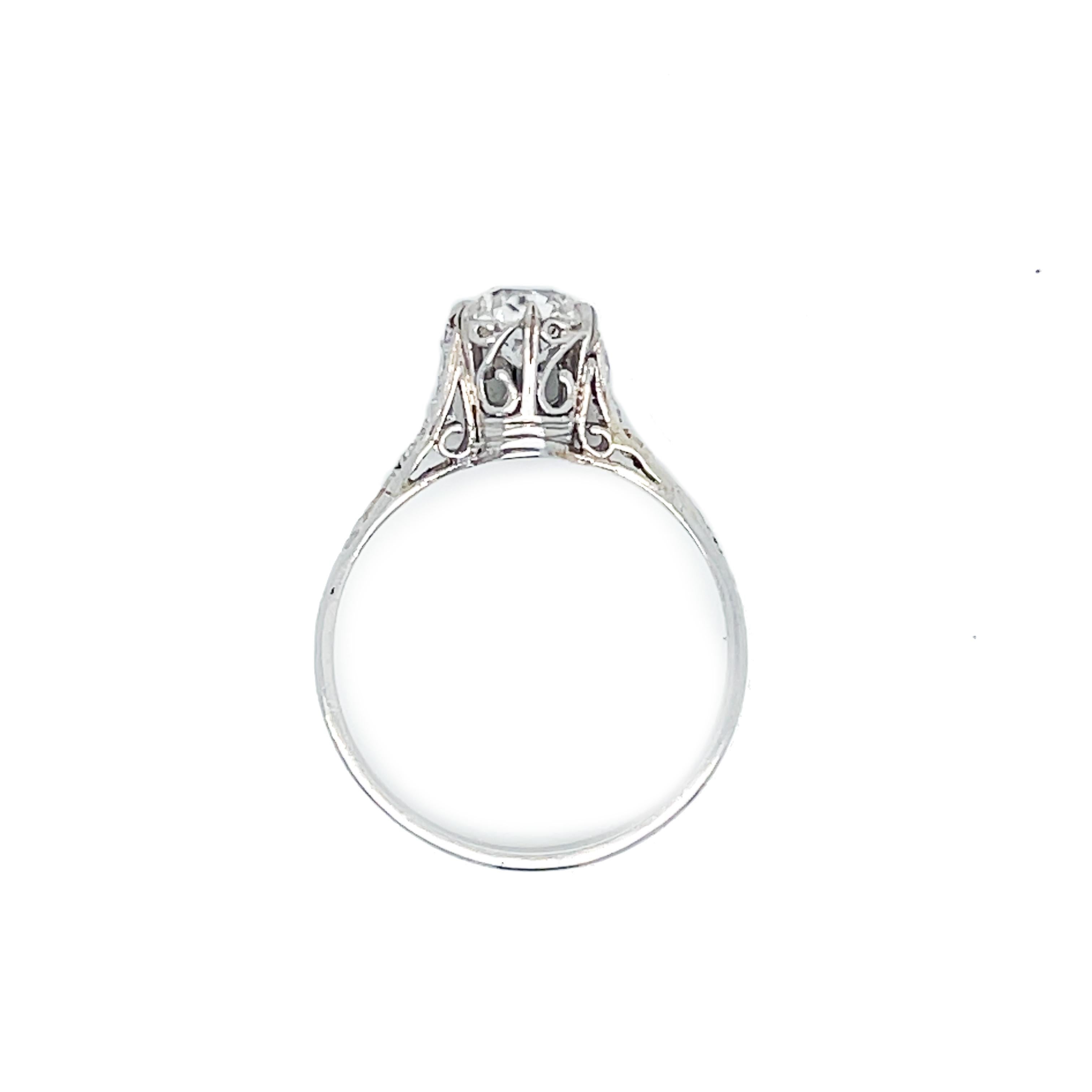 1910 Edwardian Old Mine Cut Diamond Platinum Ring For Sale 5