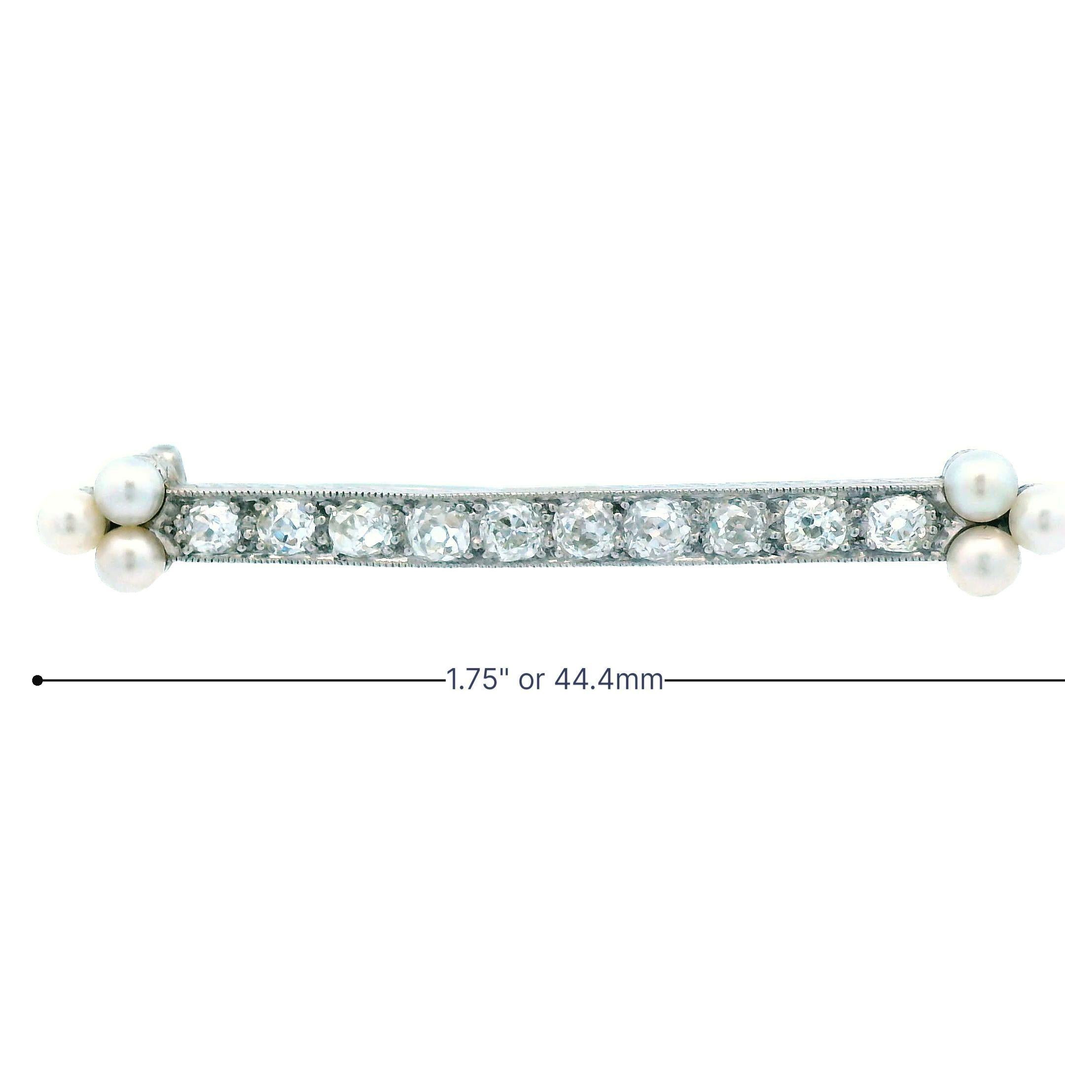 1910 Edwardian Platinum Diamond and Pearl Brooch For Sale 4