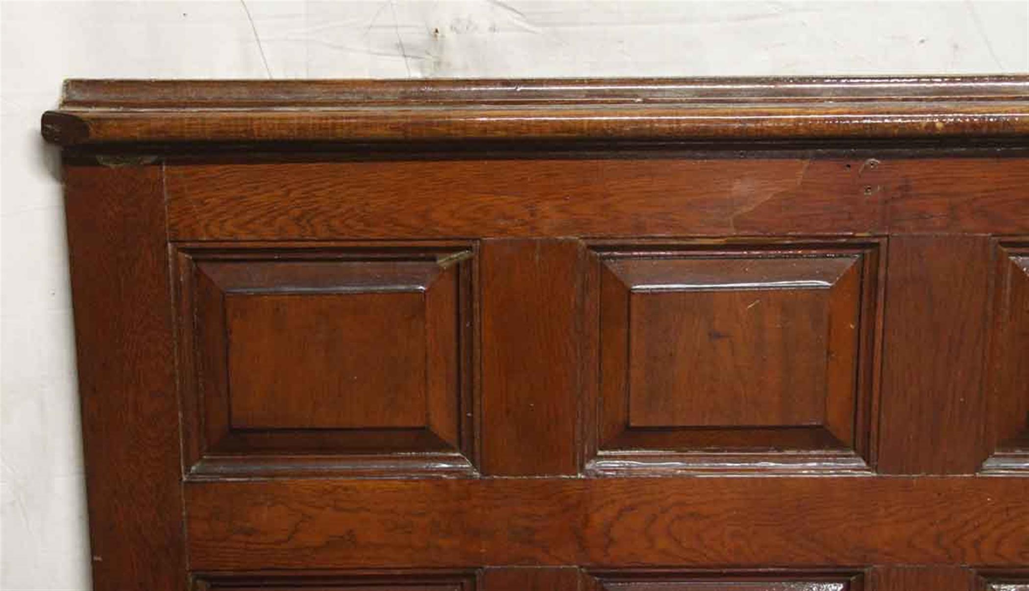 Raised panel oak wainscoting from an upper east side Manhattan Church, circa 1910. The paneling is very solid and well crafted. Priced as one lot. Please see below for sizes. This can be seen at our 400 Gilligan St location in Scranton, PA.
