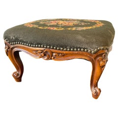 1910 French Carved Wood Footstool
