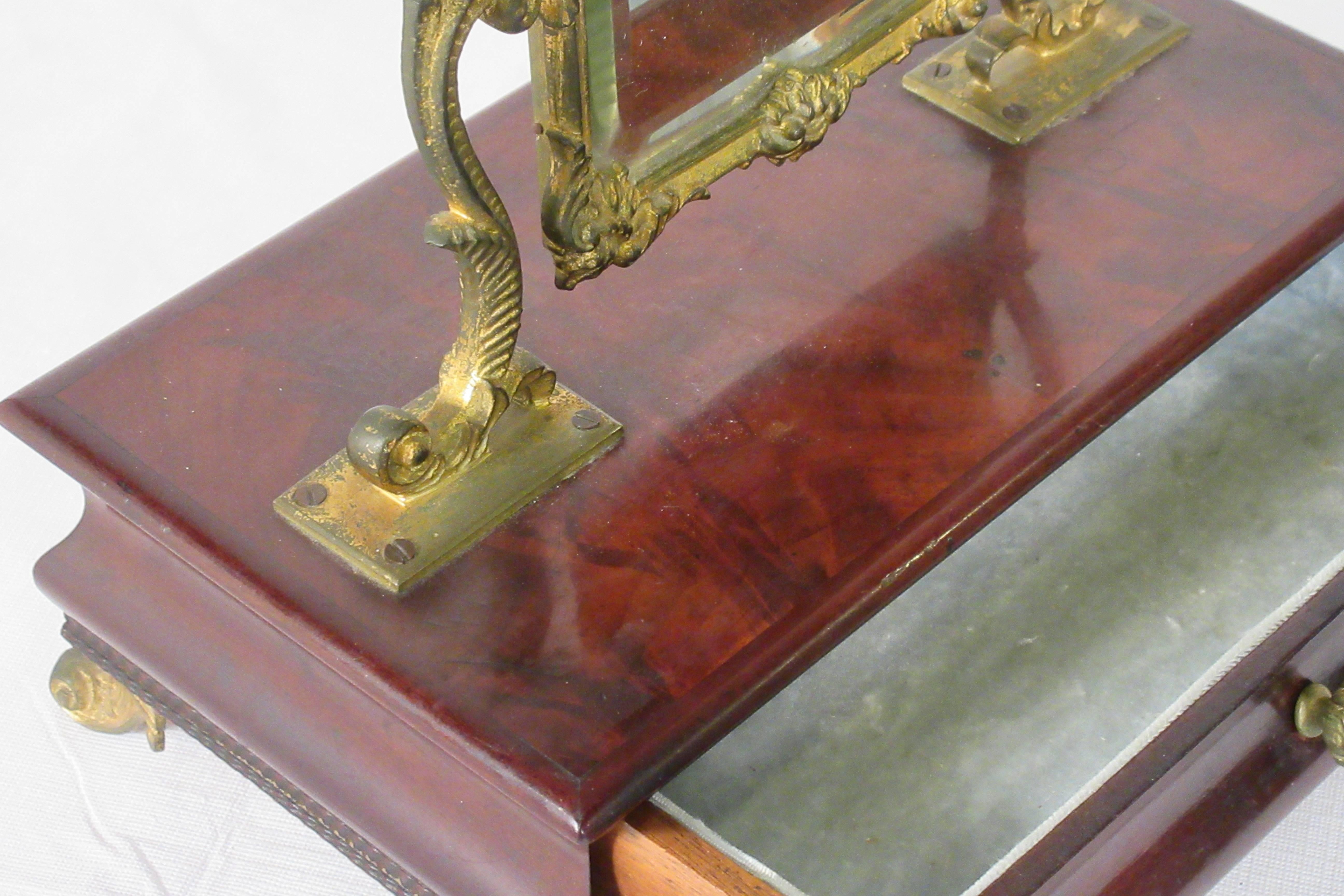 1910 French Jewelry Box with Brass Mirror 9