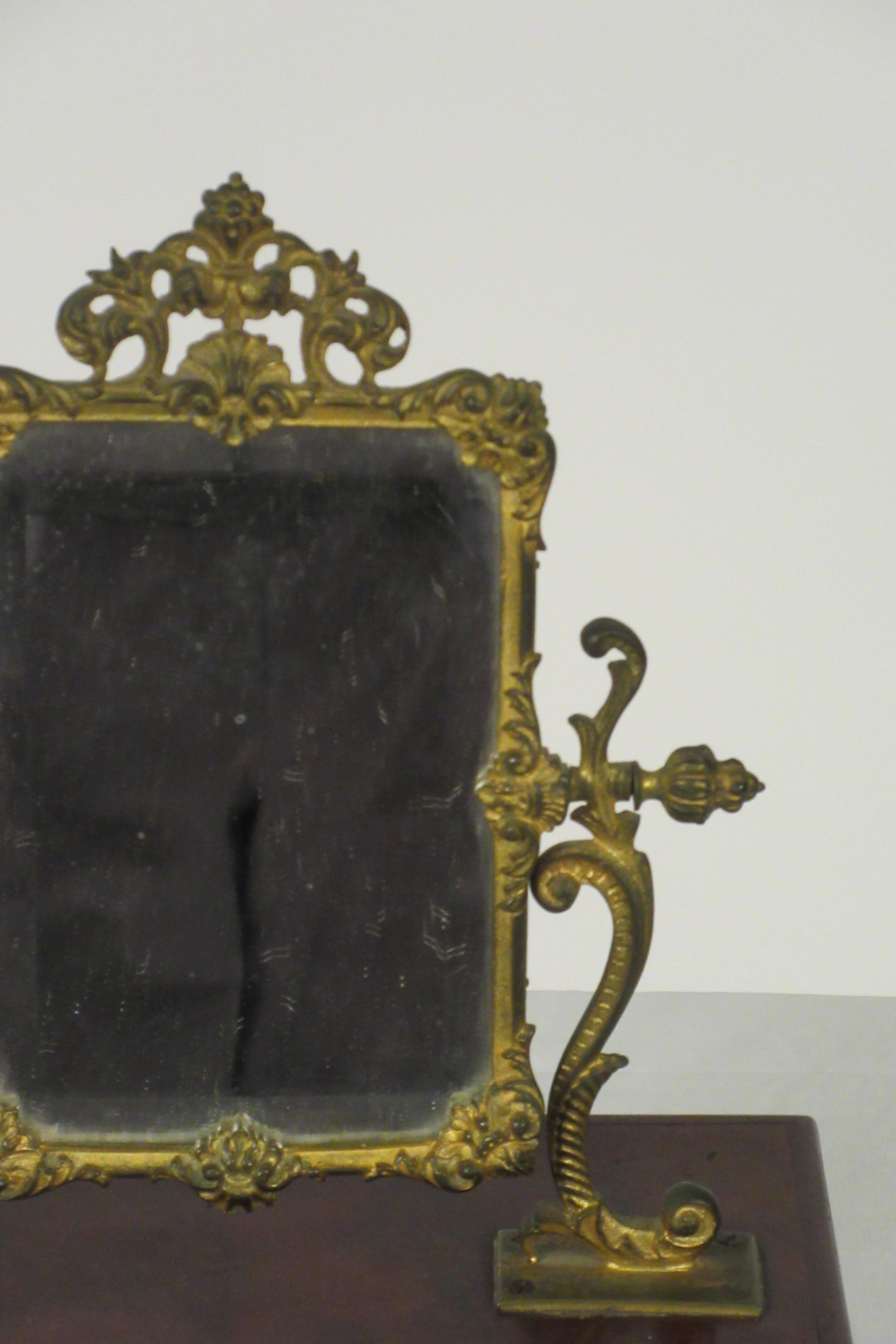 20th Century 1910 French Jewelry Box with Brass Mirror
